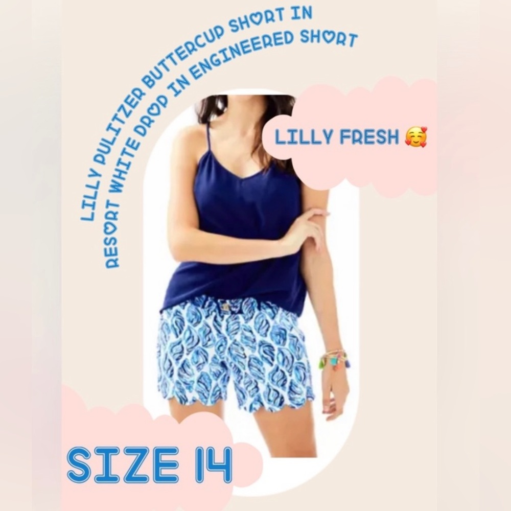 Lilly Pulitzer Scalloped Buttercup Short Resort White Drop in Engineered Size 14